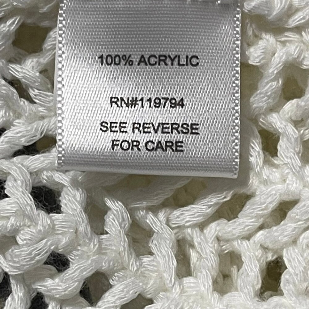 One World Womens Size L Off White Short Sleeve Crochet Knit Top - Picture 6 of 9